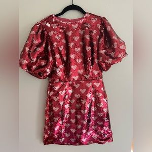 Sister Jane Red and Pink Heart Sequin Dress, Size Small